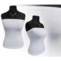 Krótki top damski plażowy Bluzka bez ramiączek - biały